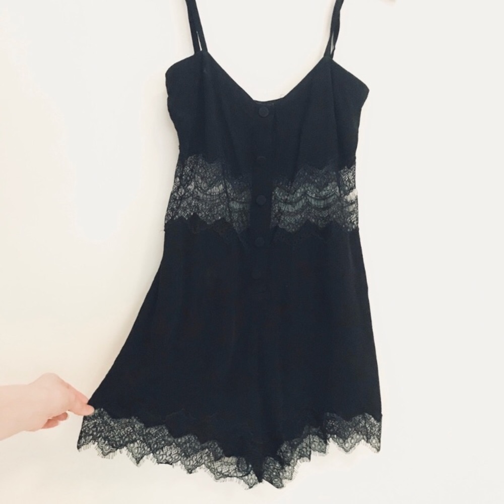 Shakuhachi Black Lace Trim Playsuit